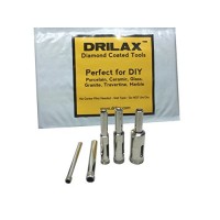 Drilax™ 5 Pcs Diamond Drill Bit Set 3/16", 1/4", 5/16", 3/8", 1/2" - Wet Use for Tiles, Glass, Fish Tanks, Marble, Granite, Ceramic, Porcelain, Bot...