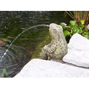 Sitting Frog Pond Spitter -stone statue/sculpture-water garden accent- Great Garden Gift Idea!