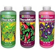 General Hydroponics Flora Grow, Bloom, Micro Combo Fertilizer set, 1 Quart (Pack of 3)