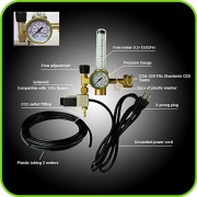 Hydroponics (Co2) Regulator Emitter System with Solenoid Valve Accurate and Easy to Adjust Flow Meter Made of Brass - Shorten up and Double Your Ti...